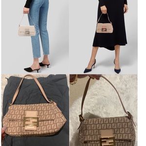AUTHENTIC Fendi Pink/Tan Baguette Bag.